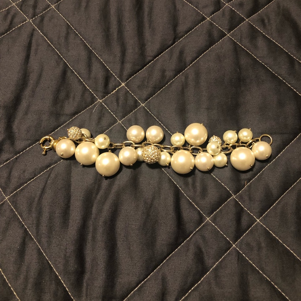 J.Crew Pearl and Crystal Pave Bauble Bracelet